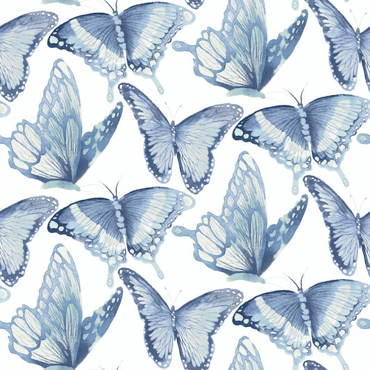 Chesapeake Janetta Blue Butterfly Wallpaper