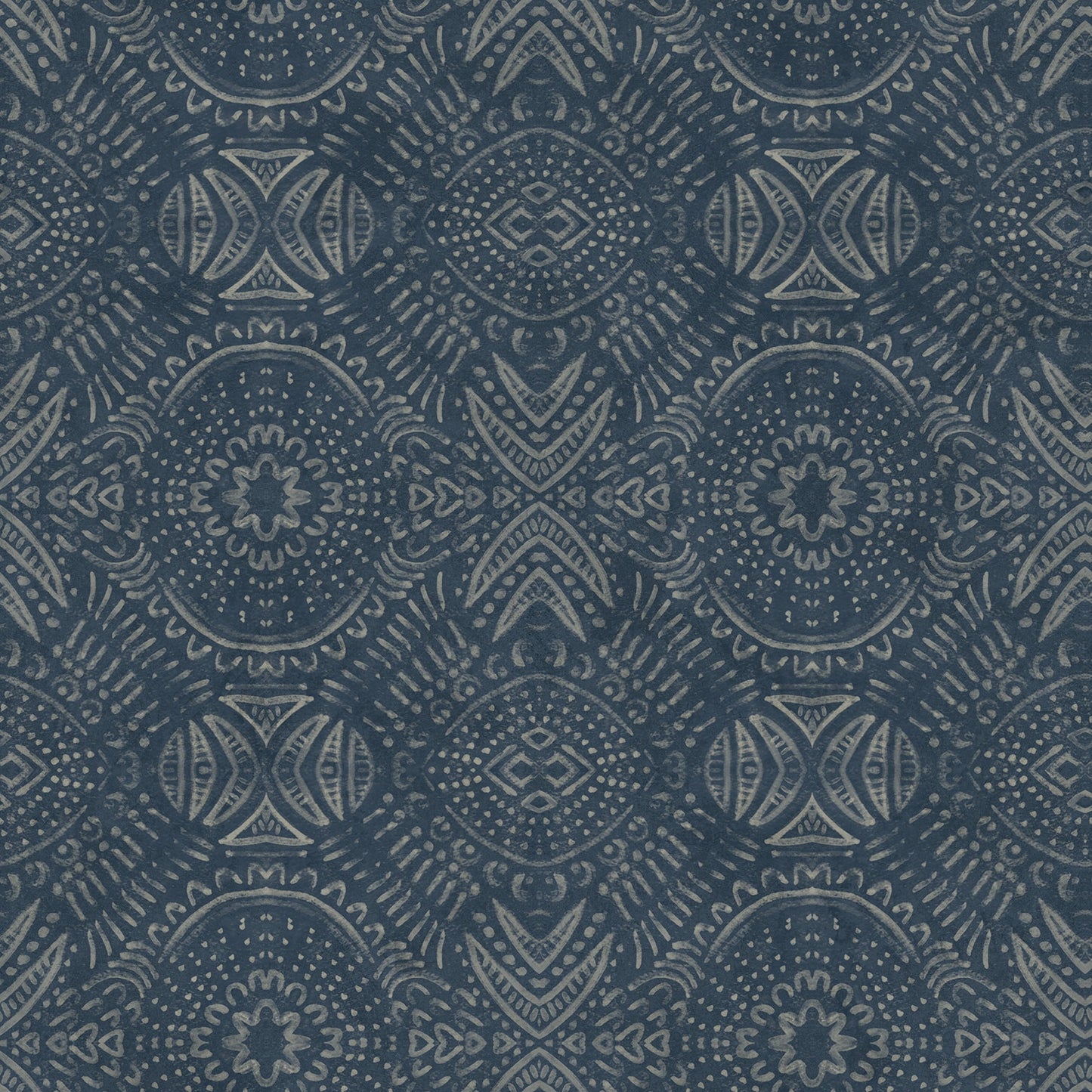 Java Navy Medallion Wallpaper