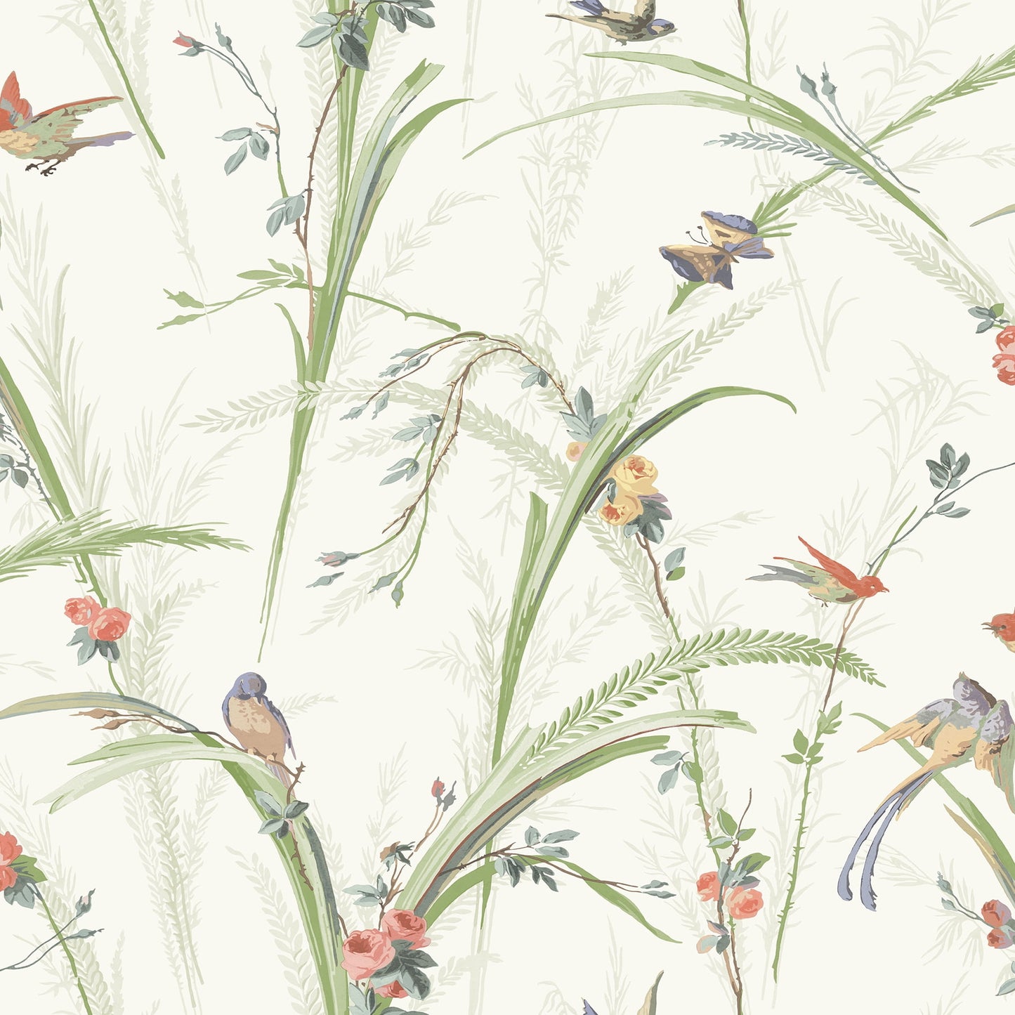Chesapeake Meadowlark Papel Tapiz de Mezcla No Tejida Prepastado BotÃ¡nico Verde Claro, 20.5 Pulgadas por 33 Pies, 56.4 Pies Cuadrados, 1 Unidad