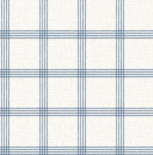 Chesapeake Twain Denim Plaid Wallpaper