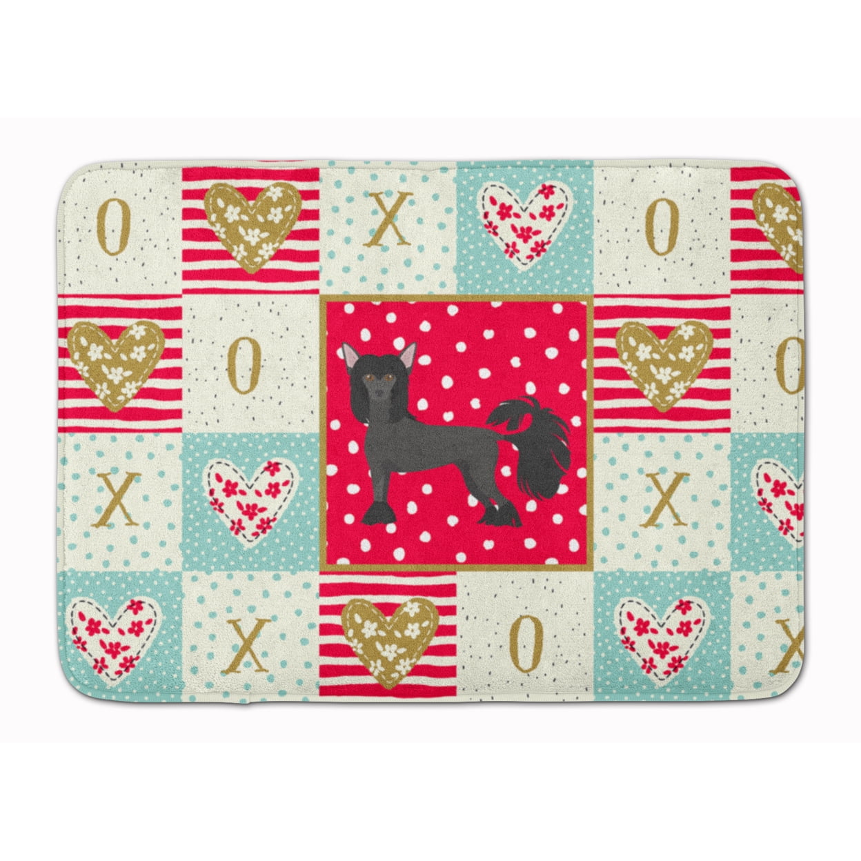 Chinese Crested 1 Love Machine Washable Memory Foam Mat Red