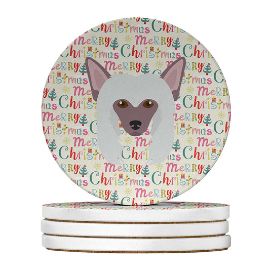 Chinese Crested Merry Christmas Large Sandstone Coasters Pack of 4 4 in x 4 in