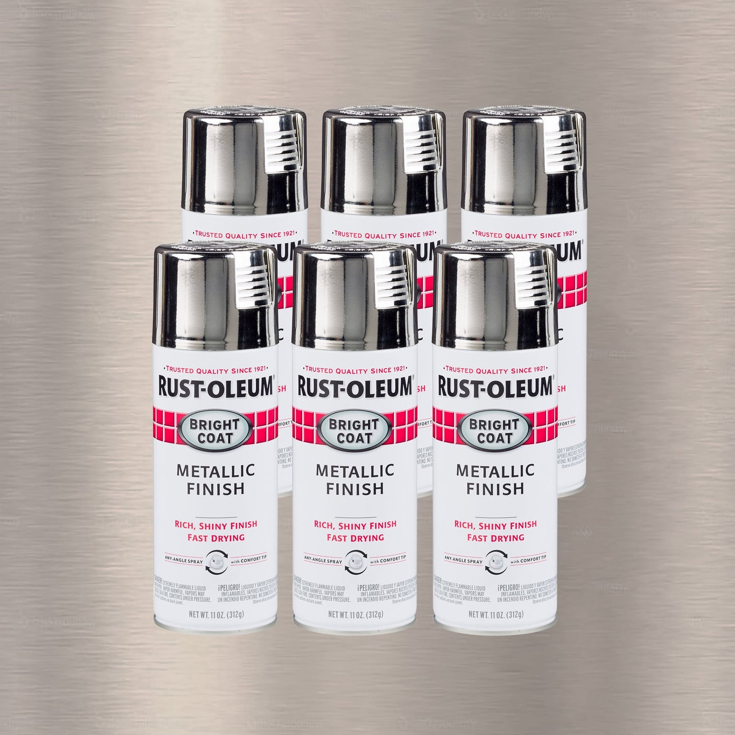 Chrome, Rust-Oleum Stops Rust Gloss Protective Enamel Spray Paint, 11 oz, 6 Pack