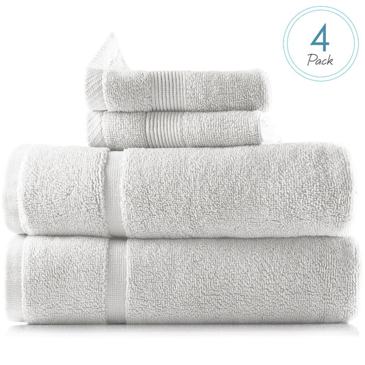 Clara Clark Bath Towels Set, 100% Cotton Luxury Softness 4 Pc Set, White