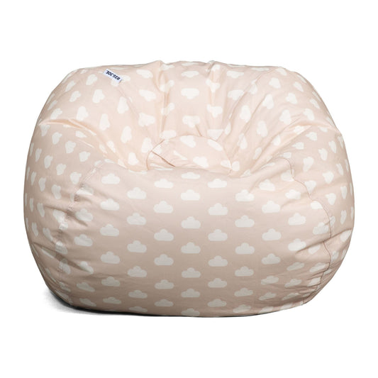 Big Joe Classic Kids Bean Bag Chair, 2 ft Round, Mini Clouds Oat, Easy-Clean SmartMax Fabric, Refillable with Built-in Handle