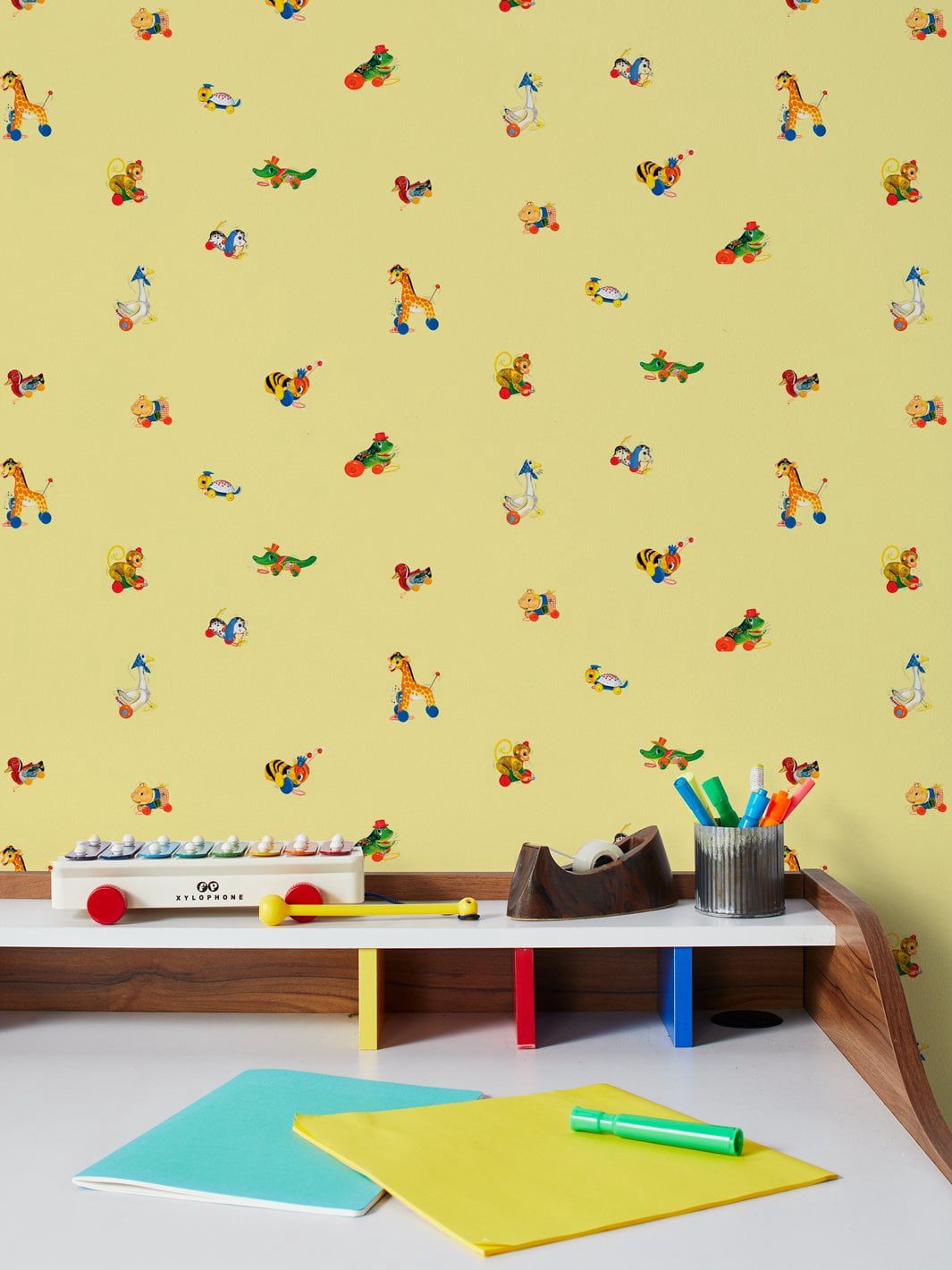 Classic Toys Removable Vinyl Wallpaper By Fisher-Price - Yellow