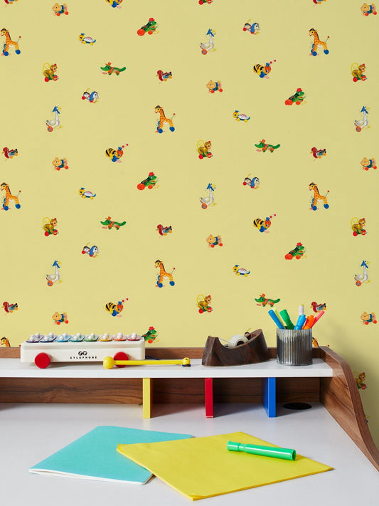 Classic Toys Removable Vinyl Wallpaper By Fisher-Price - Yellow
