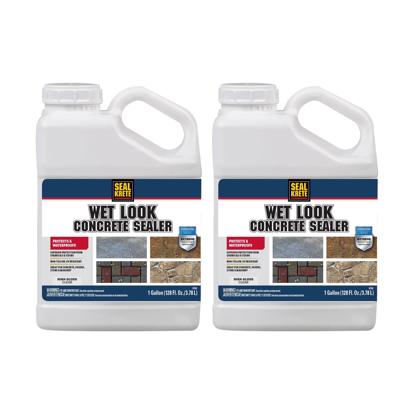 2 Pack, Clear, Seal-Krete Wet Look High Gloss Concrete Sealer-372707, 1 gal
