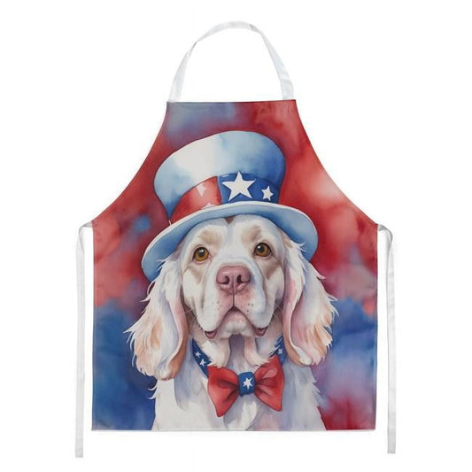 Clumber Spaniel Patriotic American Apron 27 in x 30 in