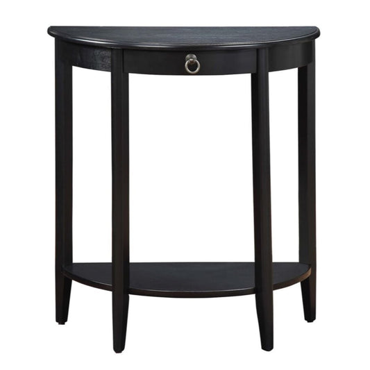 ACME Elcee Half Moon 1-Drawer Wooden Console Table with Bottom Shelf in Black