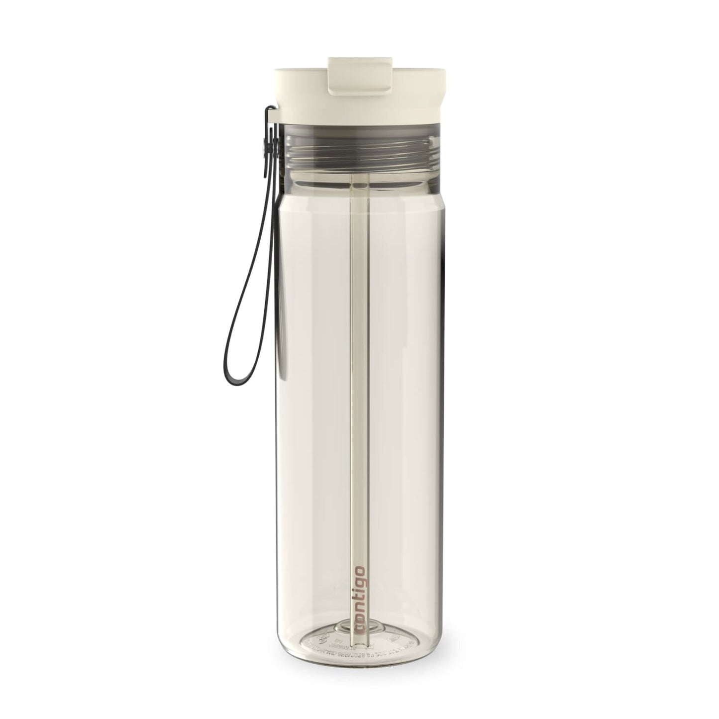 Contigo 28 oz Plastic Water Bottle Tumbler with Straw â€“ DualSip Leak-Proof Reusable Water Bottle, Spill-Proof for Bags, Carry Strap, Black/Clear