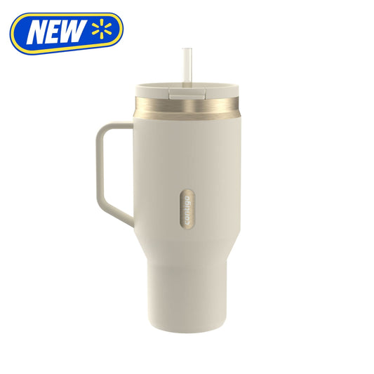 Contigo 30 oz Stainless Steel Water Bottle Tumbler with Straw â€“ Leak-Proof Insulated Travel Mug, Reusable Water Bottle, Side Handle, Cream/Champagne