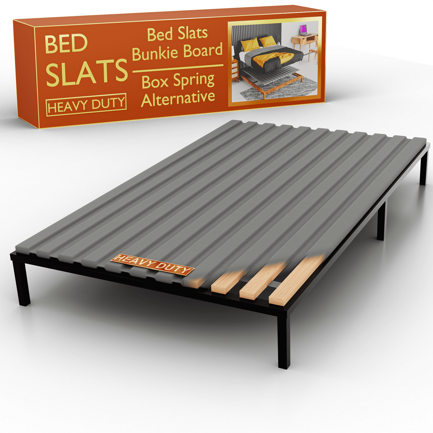 Continental Sleep, Wooden Full Bed Slats for Support Under Mattress with Cover â€“ Replacement Wood Slats for Full Size Bed Frame â€“ Under Mattress Support Without Extra Height â€“ 3.38" Standard Width