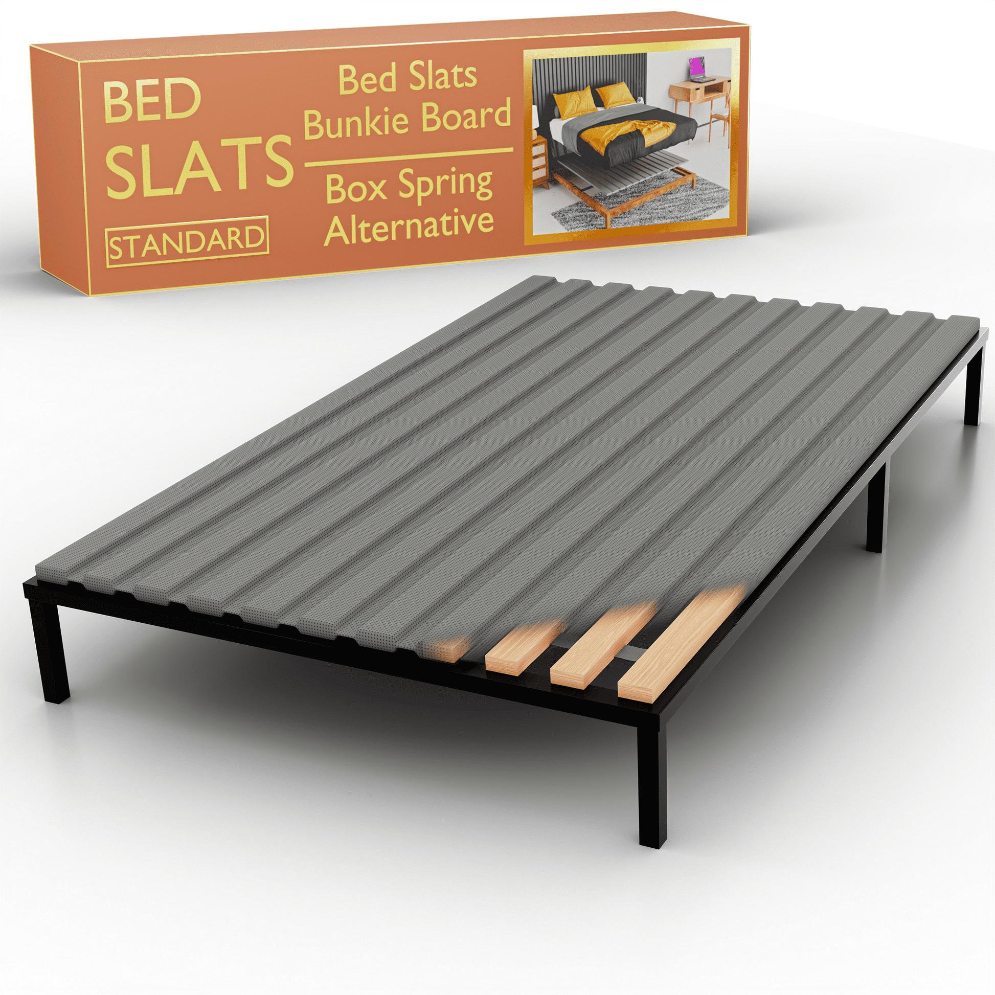 Continental Sleep, Wooden Queen Bed Slats for Support Under Mattress with Cover â€“ Replacement Wood Slats for Queen Size Bed Frame â€“ Under Mattress Support Without Extra Height â€“ 2.38" Standard Width
