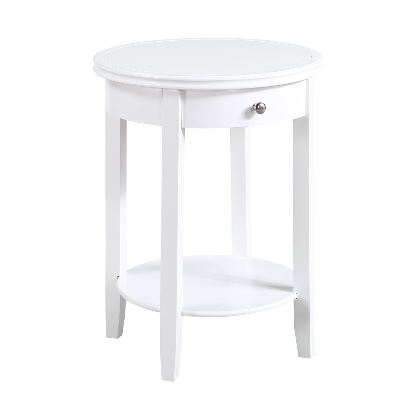 Convenience Concepts American Heritage Baldwin 1 Drawer End Table with Shelf, White