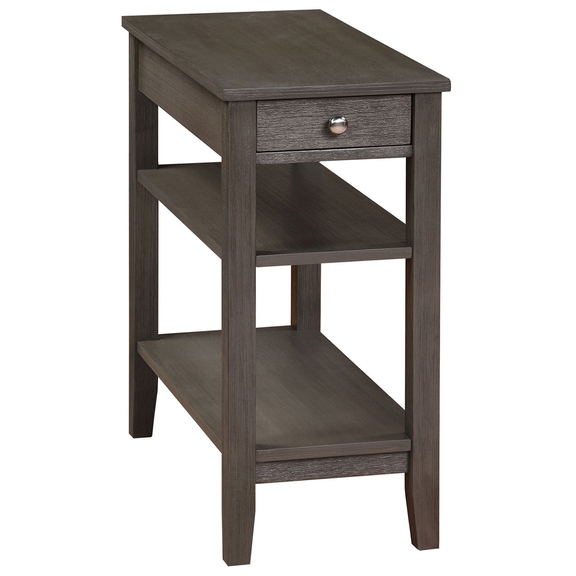 Convenience Concepts American Heritage 1 Drawer Chairside End Table with Charging Station and Shelves, Black