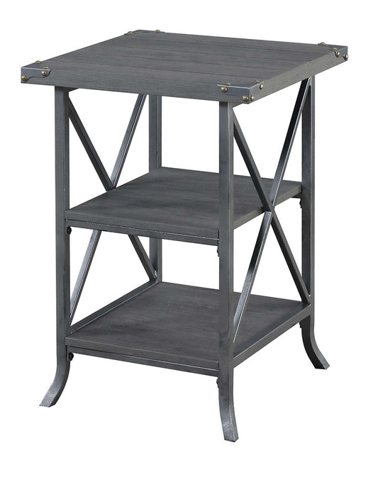 Convenience Concepts Brookline End Table with Shelves, Driftwood/Brown (26" x 17.75")