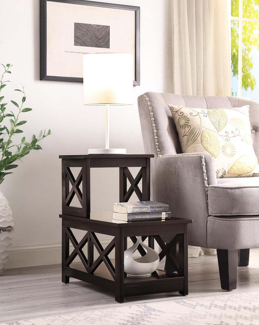 Oxford 2 Step Chairside End Table, White