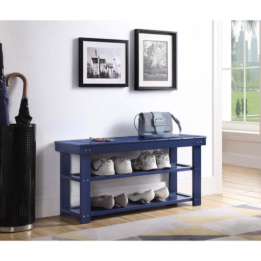 Convenience Concepts Oxford Utility Mudroom Bench with Shelves, Cobalt Blue