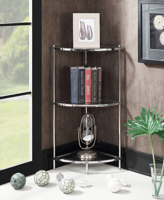 Convenience Concepts Royal Crest Estante Esquinero de Vidrio de 4 Niveles, Cromado/vidrio