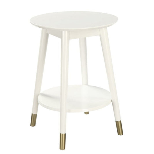 Convenience Concepts Wilson Mid-Century Round End Table with Bottom Shelf