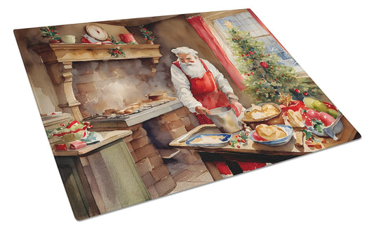Cookies with Santa Claus Glass Cutting Board Large 12 in x 15 in