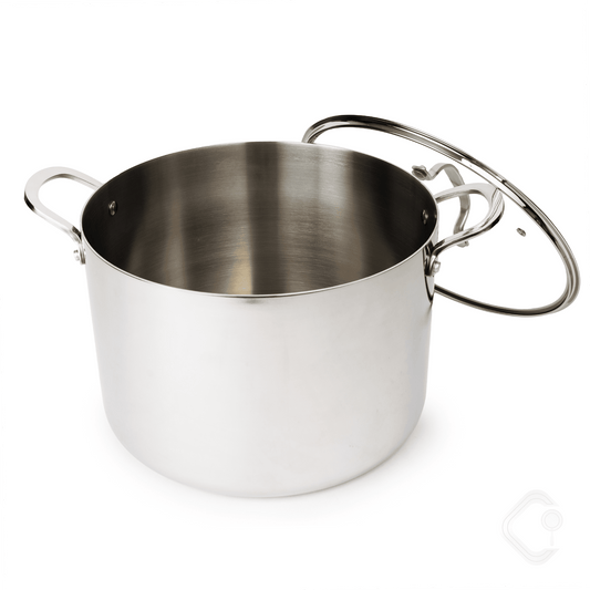 CoreClad 12-Quart Induction Ready Tri-Ply Stainless Steel Stock Pot with Glass Lid