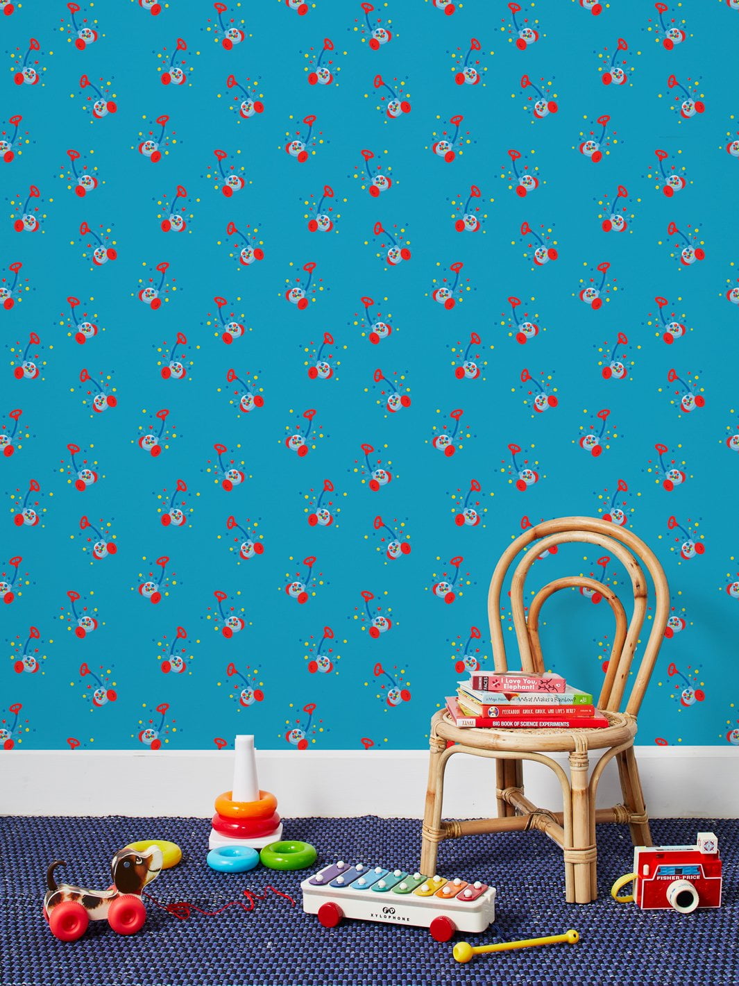 Corn Popper Removable Vinyl Wallpaper By Fisher-Price - Blue