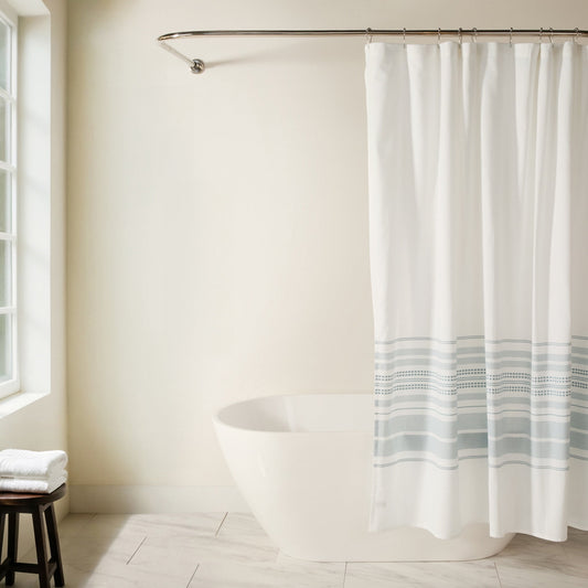 Cotton Blend Placement Stripe Shower Curtain