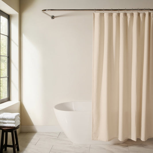 Cotton Blend Waffle Texture Shower Curtain