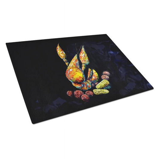 Crawfish Boiling Pot Glass Cutting Board 12 in x 15 in