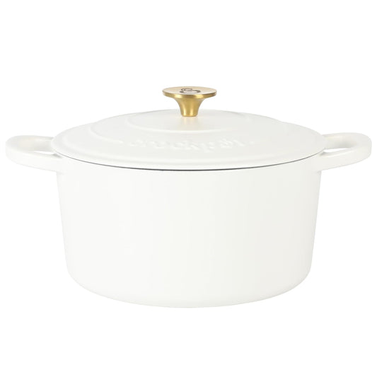 Crockpot Artisan 5 Quart Round Enameled Cast Iron Dutch Oven with Lid in Linen