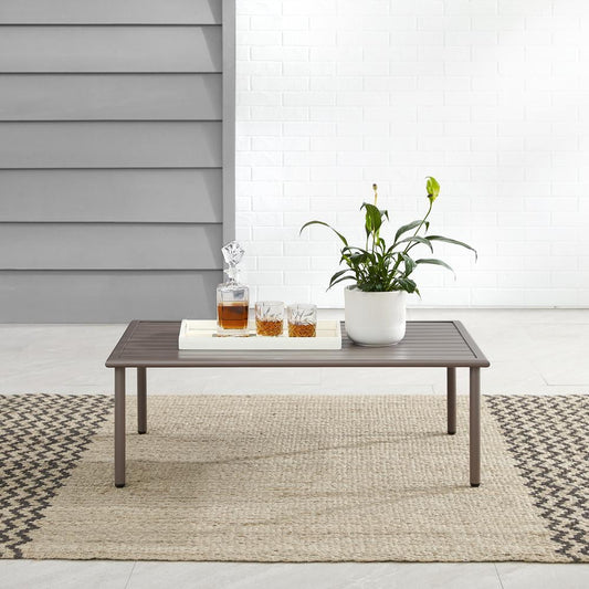 Crosley Furniture Cali Bay Modern Metal Outdoor Coffee Table in Light Brown