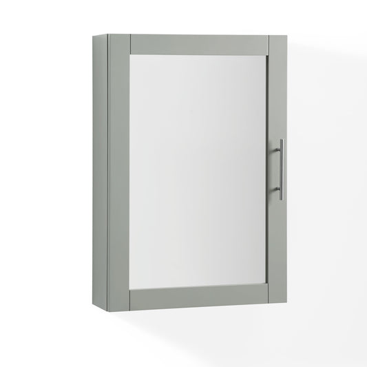 Crosley Furniture Savannah MDF Wood Mirrored Wall Cabinet in Gray/Clear