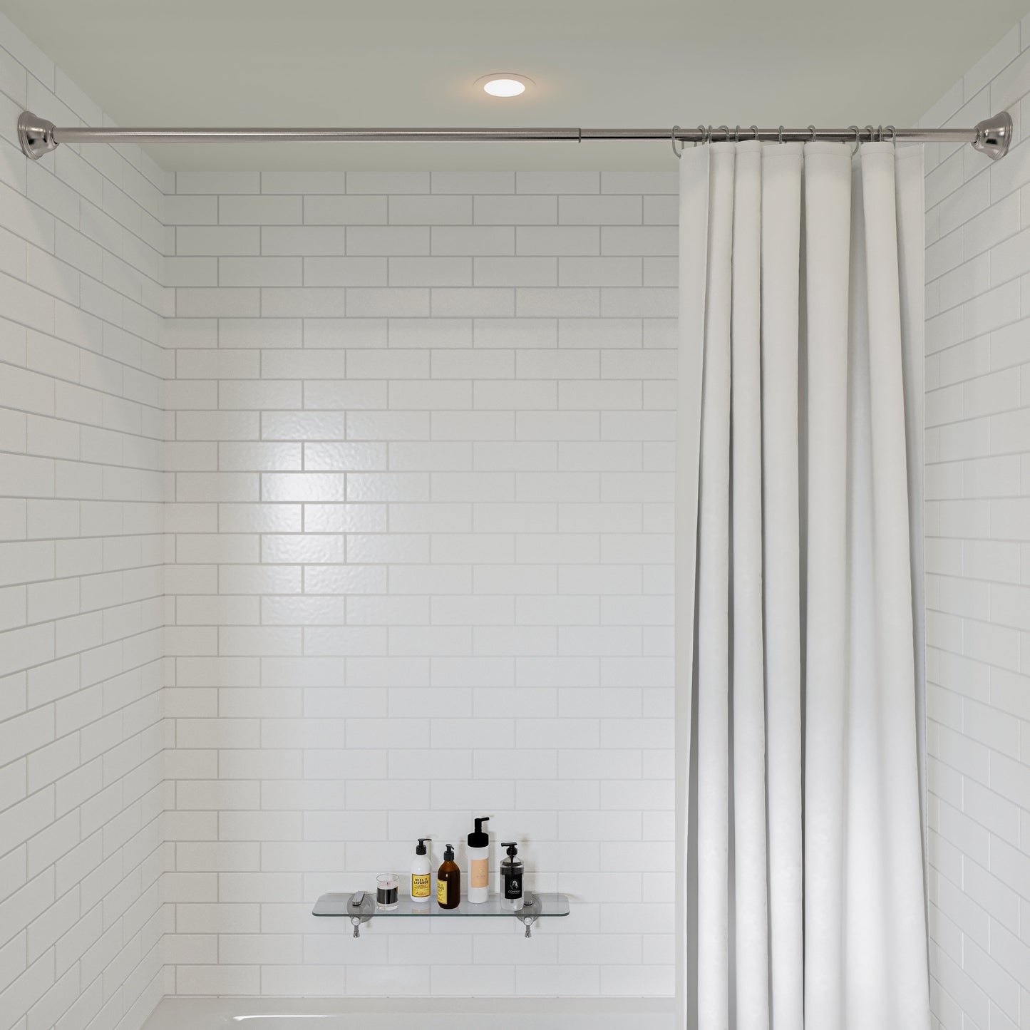 Croydex Stick n Lock Tension Shower Curtain Rod, Extends 40-72in in Brushed Nickel