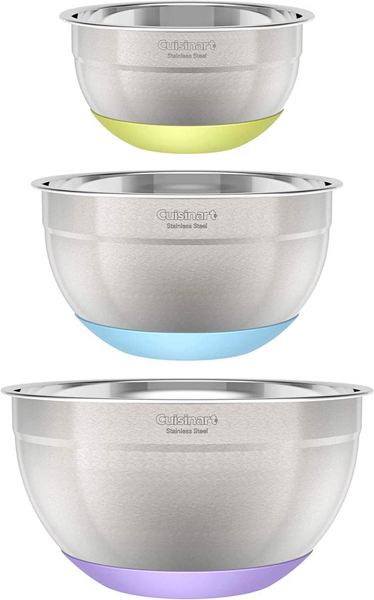 Cuisinart 3-Piece Stainless Steel Mixing Bowls with Nonslip Base, 1.5qt, 3qt & 5qt