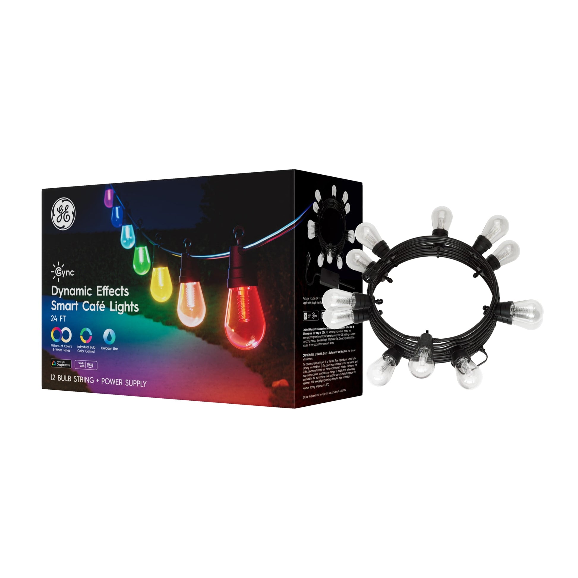 GE Cync 24ft CafÃ© Lights Dynamic Effects Smart LED Color Changing Patio String Lights