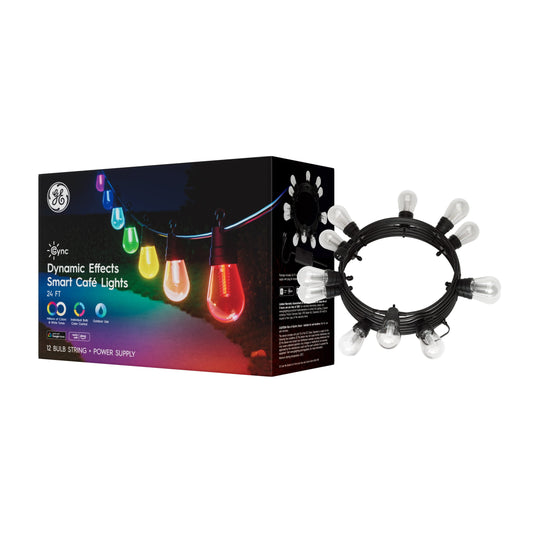 GE Cync 24ft CafÃ© Lights Dynamic Effects Smart LED Color Changing Patio String Lights