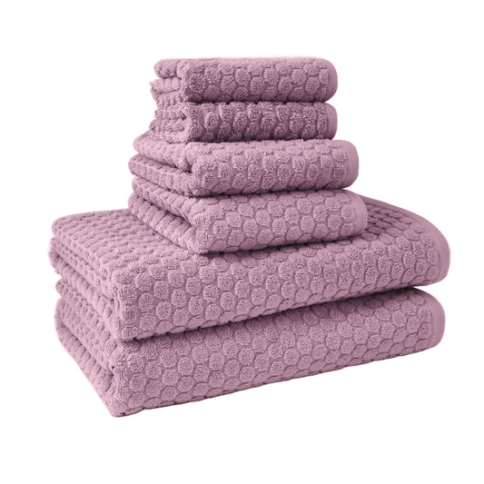 Beautiful by Drew Barrymore 6-Piece Dot Bath Towel Set, Soft 100% Cotton, Off White