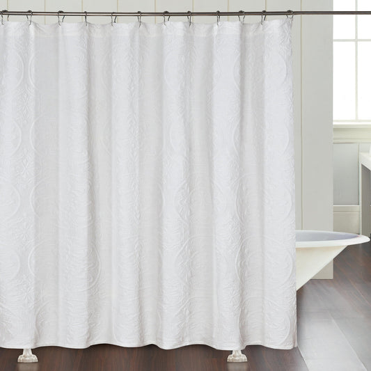 Dainty Home Boheme Medallion Jacquard Shower Curtain, Soft Textured Polyester Fabric, 72 x 72 Inches