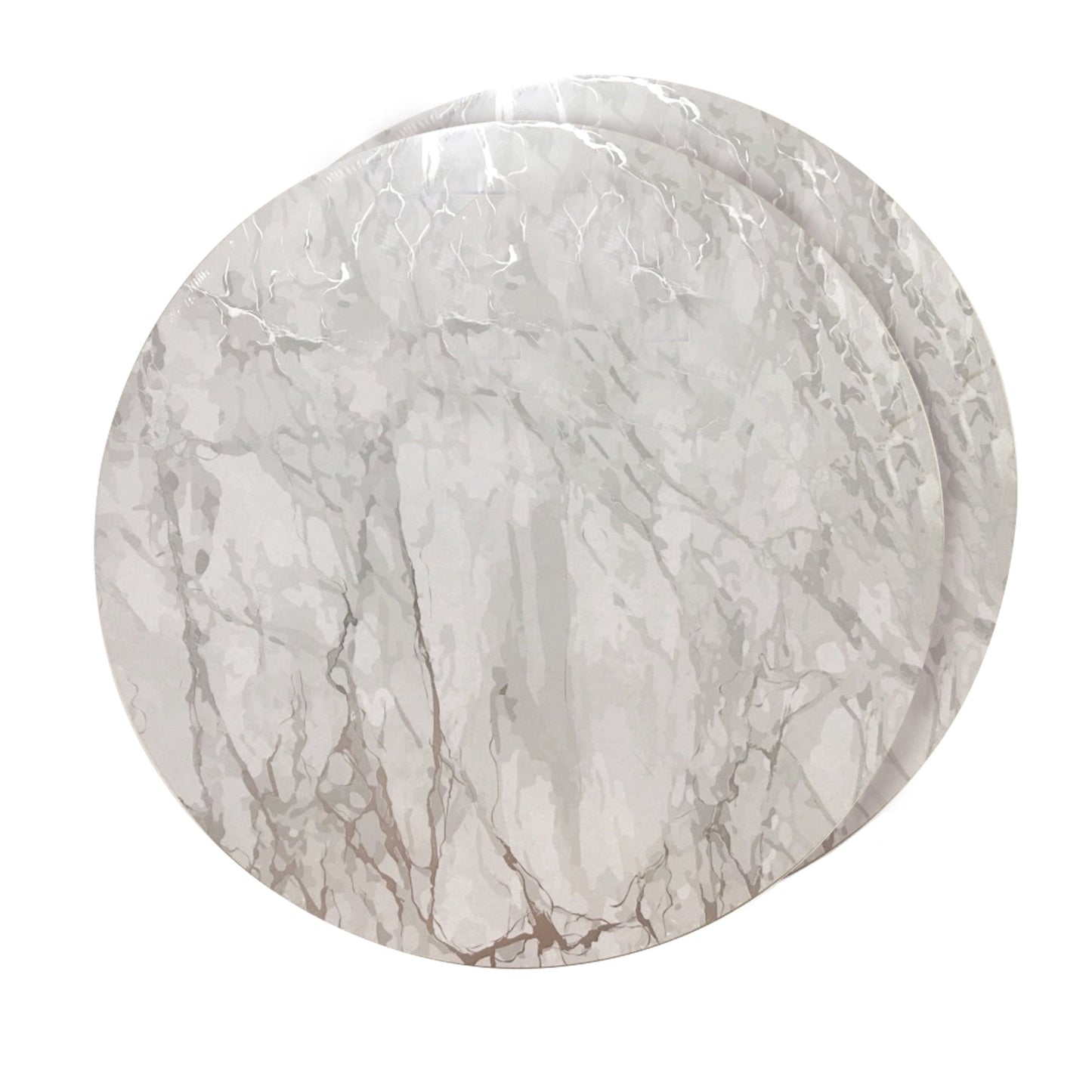 Dainty Home Marble Cork Metallic Print Round Set of 2 Placemats in Silver