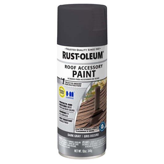 6 Pack, Dark Gray, Rust-Oleum Roof Accessory Coating Flat Spray Paint- 302123, 12 oz.
