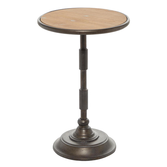 DecMode 14" x 21" Bronze Metal Accent Table with Brown Wood Top, 1-Piece