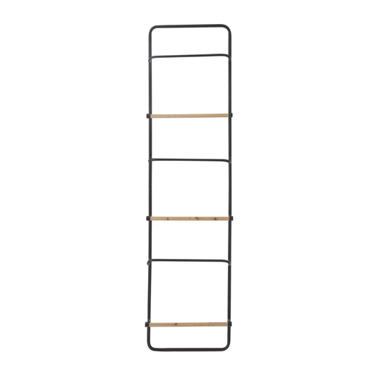 DecMode 18" x 70" Black Metal Wall Mounted 6 Rung Ladder, 1-Piece