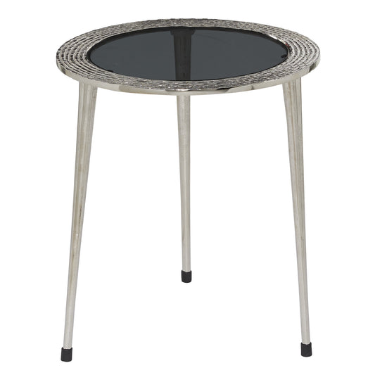 DecMode 22" x 19" Silver Aluminum Contemporary Accent Table