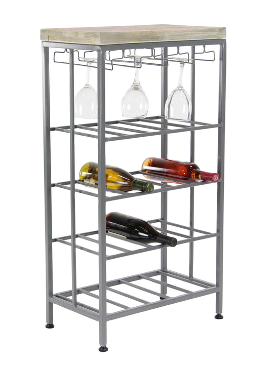 DecMode Metal Contemporary Wine Storage and Cart Black, 36"H