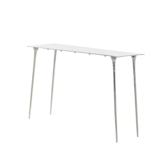 DecMode 50" x 31" Silver Aluminum Console Table, 1-Piece