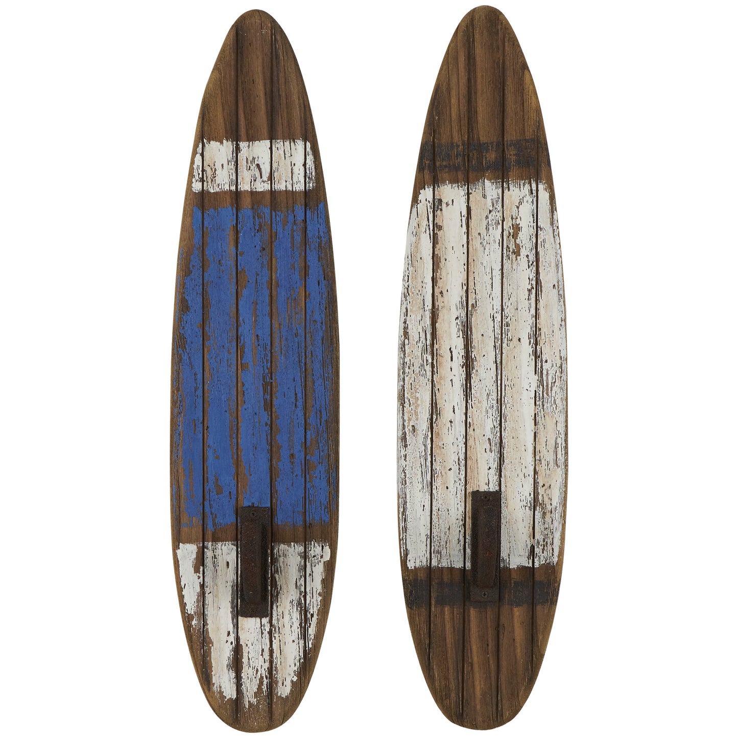 DecMode 6"W, 27"H White Wood Surfboard Wall Hook, 2-Pieces
