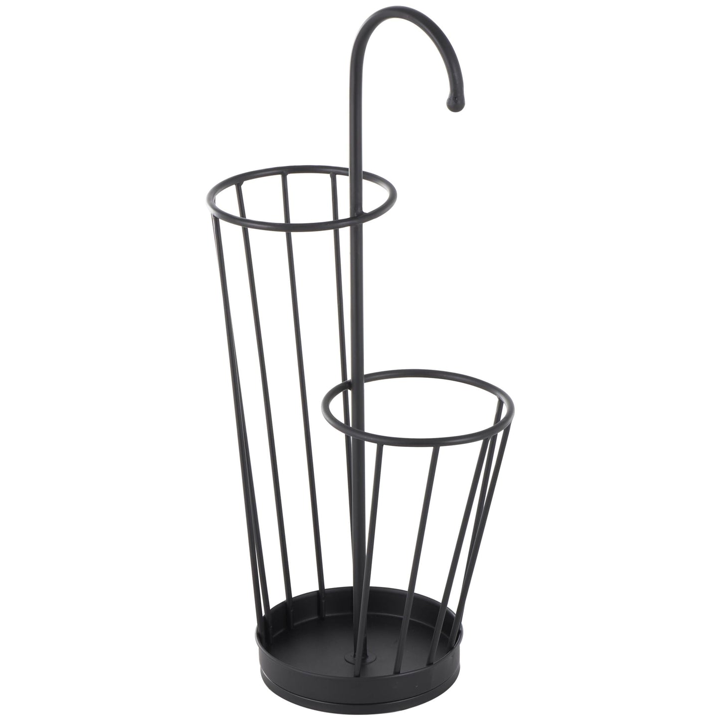 DecMode Soporte de Sombrilla GeomÃ©trico Negro de Metal de 2 Secciones con Mango en Forma de Sombrilla