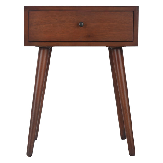 Decor Therapy Mid Century 1-Drawer Wood Side Table, 14'' x 18'' x 24'' - Light Walnut